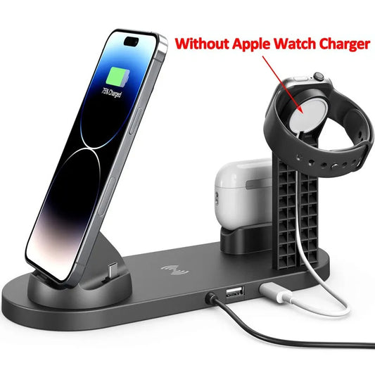5-i-1 trådlös laddningsstation – Ställ & laddplatta för iPhone & tillbehör