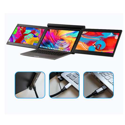 Bärbar dubbelskärm för laptop – 12” + 12” extra skärmar för ökad produktivitet - ELLY