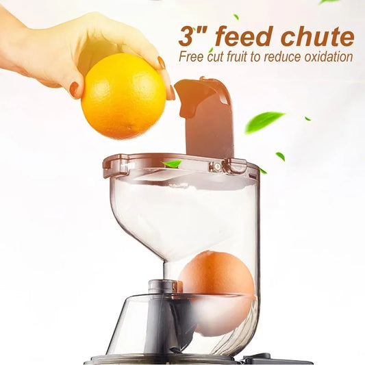 Slow-juicer – 5-tums påfyllningschut och 96 % juicyield