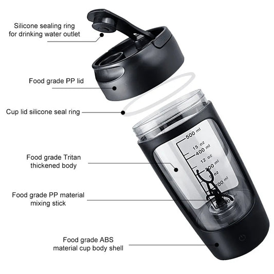 Elektrisk proteinshaker – med vortex-blandning & pulverförvaring - ELLY