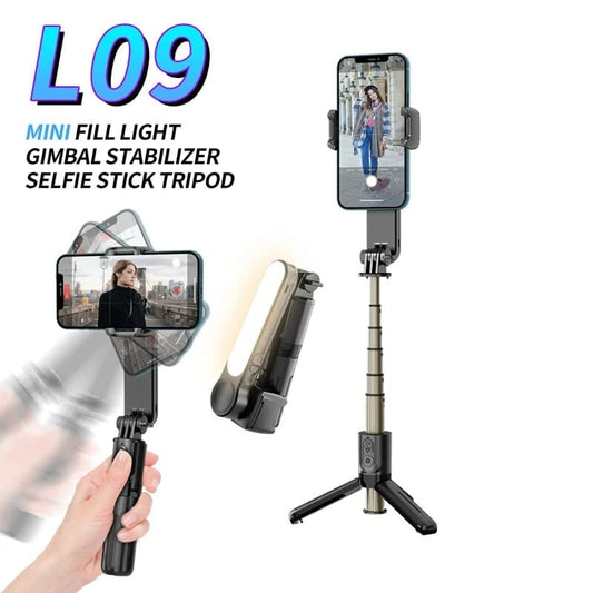 Mobilgimbal & selfiepinne L09 – 3-i-1 stativ med stabilisering - ELLY