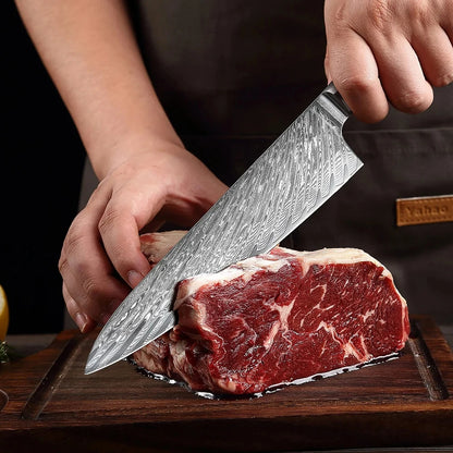 8" Japansk kockkniv i VG10 Damaskusstål – professionell & stilren - ELLY