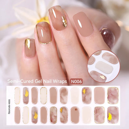 20-pk nagelstickers i gel – Gradient French-design, semi-curing