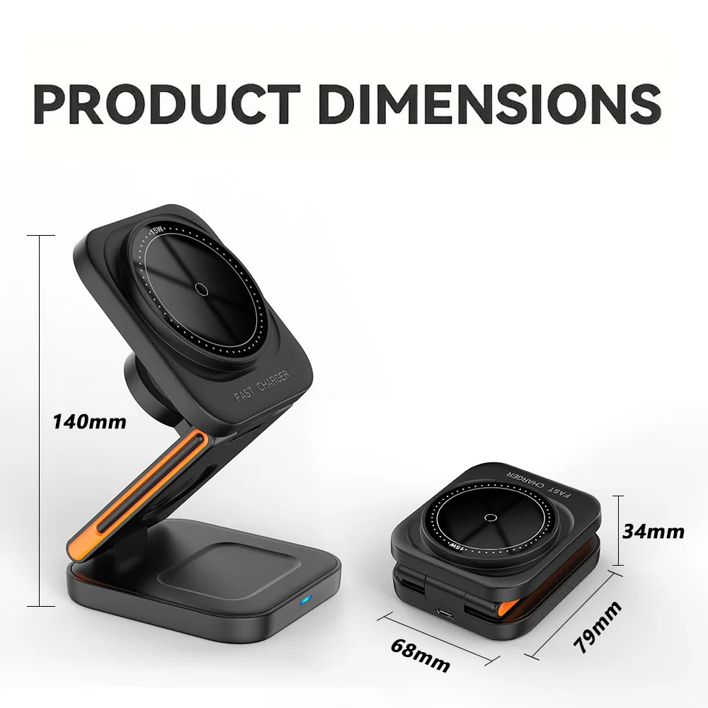 3-i-1 vikbar laddstation – för iPhone, Apple Watch & AirPods - ELLY